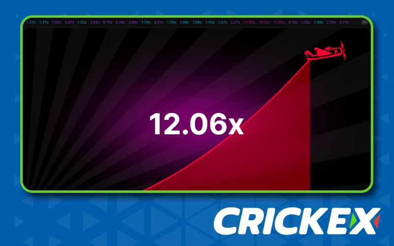 Watch the plane on the main panel in Aviator on Crickex and follow the growing multiplier.