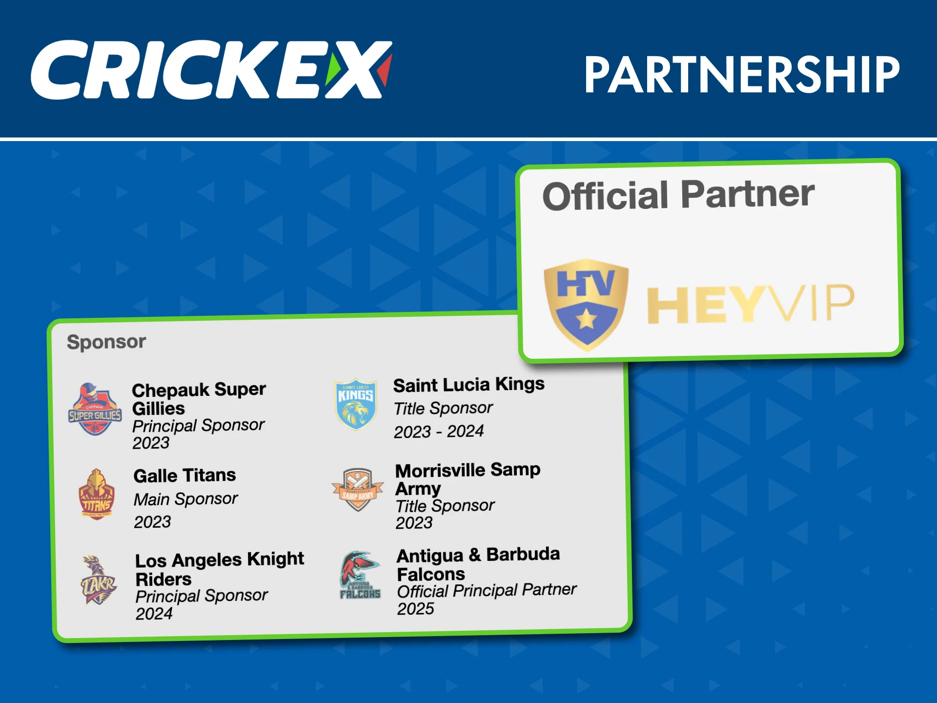 Join Crickex and enjoy partnerships with major sports clubs.
